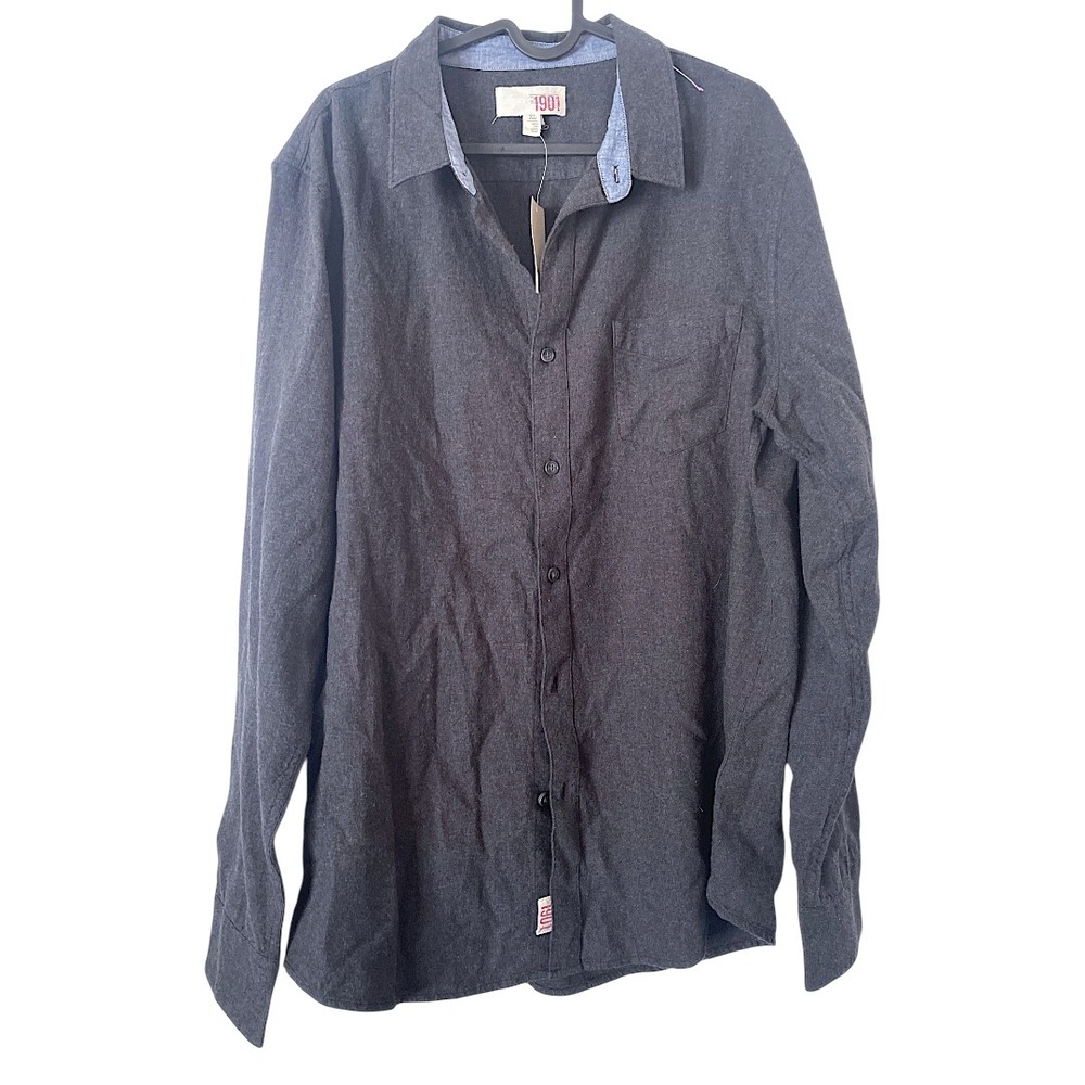 NWT 1901 Charcoal Heather Button Down Shirt Mens‎ XL